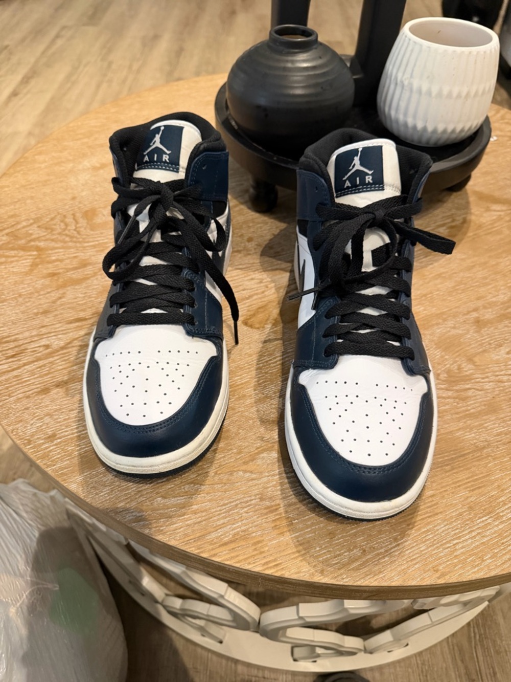 Nike Air Jordan Mid Top Sneakers - Navy & White